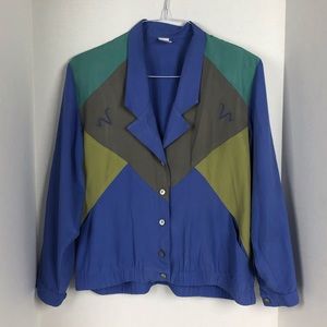 VINTAGE 80s Windbreaker Style Button Up 💜 HP 2x!!